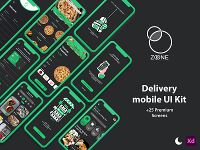 ZONE delivery App UI Kit (Dark mode included) brand design brand identity branding design art figma ui uiux ux uxdesign xd
