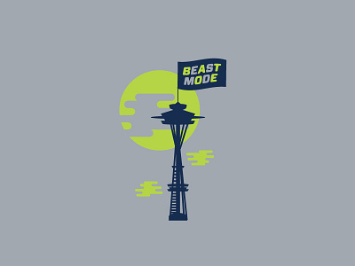 Beast Mode beast mode flag illustration marshawn lynch seahawks seattle space needle super bowl