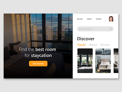 Room Staycation app design hotel app hotels landing page room staycation web design