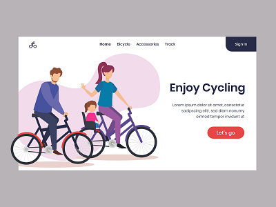 Family Bike bicycle bike illustration landing page mobile app ui web design