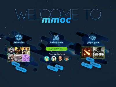 Welcome to MMOC features friends game interface join play welcome