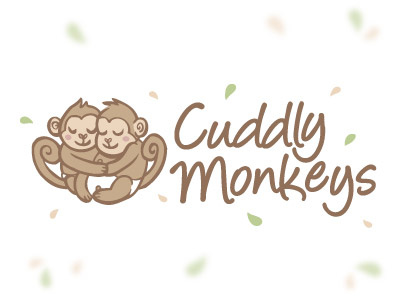 Proposed logo for Cuddly Monkeys cuddly cute eco green hug illustration logo monkey cuddles monkeys