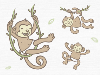Monkeys 2 cuddly cute eco green hug illustration monkey cuddles monkeys pattern