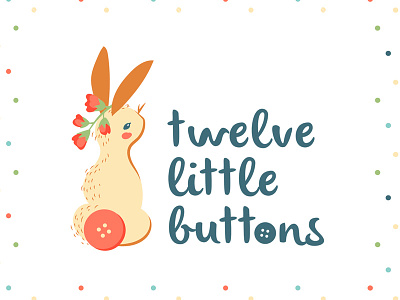 Twelve Little Buttons - branding design 12 bunny button buttons logo polkadot rabbit texture twelve