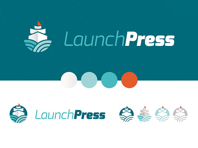 LaunchPress Logo boat green launchpress logo orange teal waves