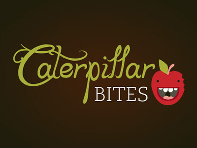 Caterpillar Bites Logo apple caterpillar cupcakes logo red