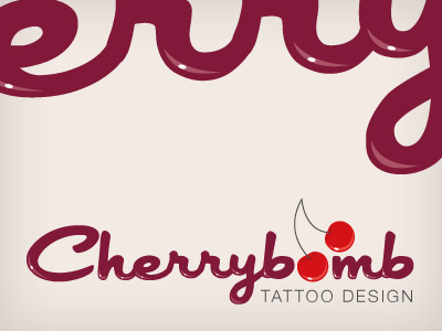 Cherrybomb cherry cherrybomb logo shiny tattoodesign