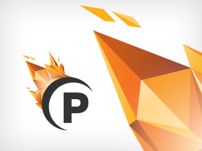 Polyflare logo orange polygon shard solar flare
