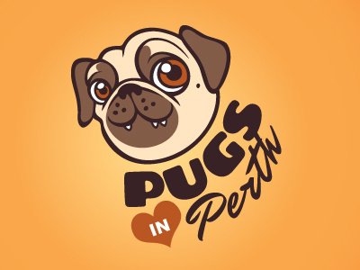 Pugs in Perth brown club dog fawn heart log love orange pug