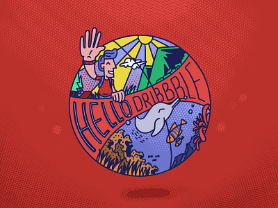 Hello Dribbble basketball debut debuts design dribbble earth illustration titodradjat