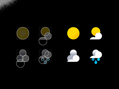 Stuck On Circles app cloud design icons illustration rain sun weather