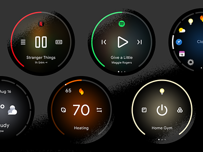Watch Your Home design icons illustration round smart home smartwatch ui