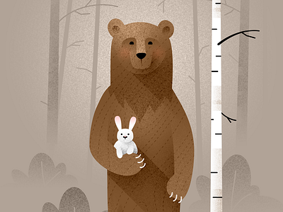 Protected bear birch bunny childrens book design forest grizzly illustration tree woods