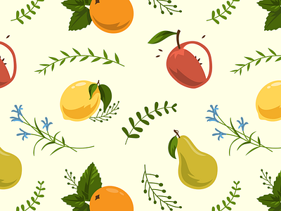 Much Fruit apple fruit lemon orange pattern pear