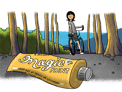 Magic Paint bike childrens book girl illustration woods