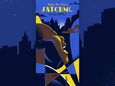 Satchmo illustration jay walter jazz louis armstrong music neworleans night poster trumpet