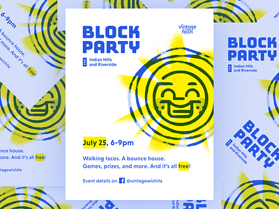 Block Party design event flyer illustration jay walter party summer sun typography vector