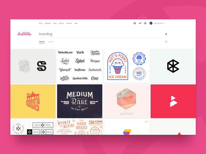 Dribbble Redesign brand design dribbble interaction motion redesign ui