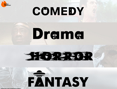 Movie genres logos. branding comedy design drama fantasy flat horror icon illustration illustrator logo logodesign logotype movie vector