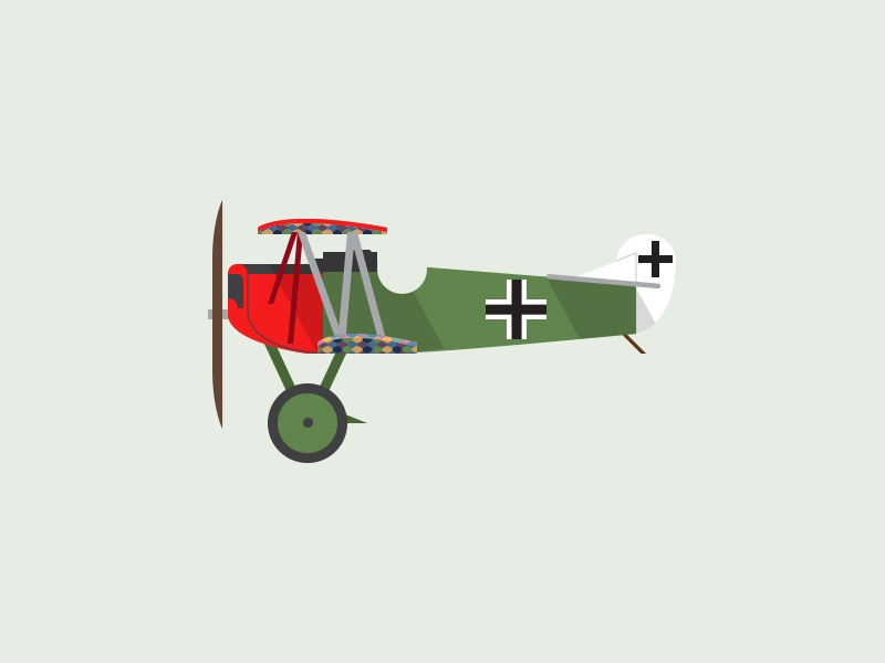 Fokker D.II ww1 simple retro profile plane illustration graphic germans cartoon airplane