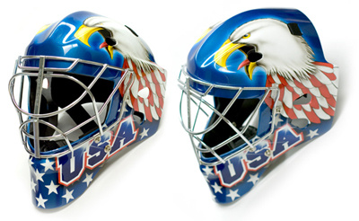 My Team USA mask and blue eagle goalie hockey mask red usa white