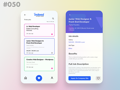 Daily UI 050 - Job Listing android android app app behance brand branding daily 100 challenge daily ui dailyui dailyuichallenge design dribbble job job listing logodesign logos uidesign vector web webdesign