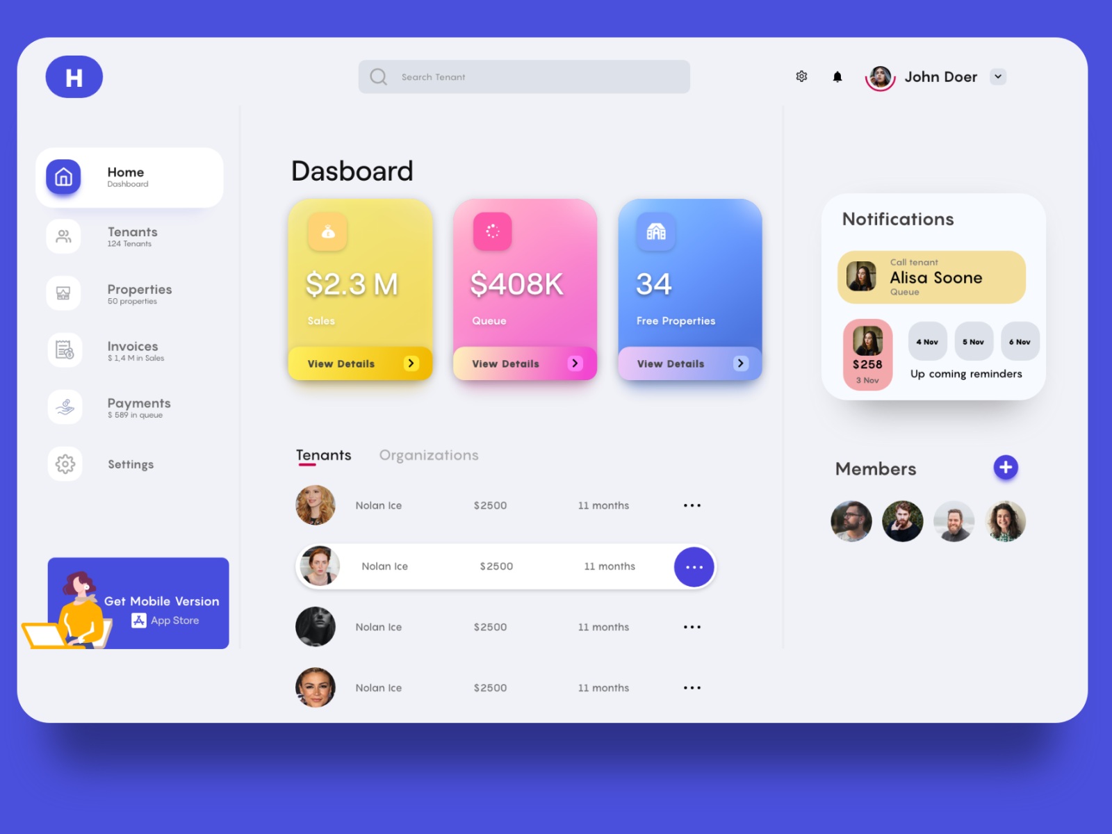 Real Estate Management UI by Rene Uwumuhire on Dribbble