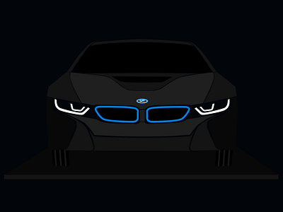 BMW i8 in the night black blue bmw car cars electricity future i8 laser light