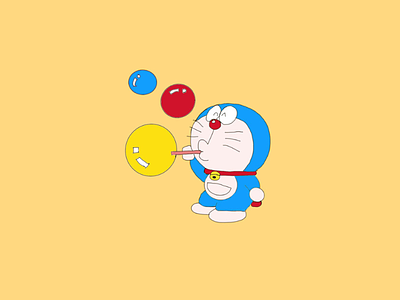 Doraemon art blue bubble cartoons cute design doraemon kids procreate red yellow