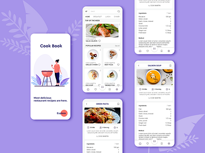 Food Recipes Mobile App app design figma food app food recipes app food recipes app for mobile graphic design minimal app design mobile ui product disign user interface design xd