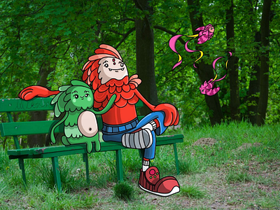 Shaggy Monsters- Best day with my dad. character characterdesign chill chillout comiks dad fairy tale family familytime green illustration lifestyle magic nature odpoczynek shaggymonsters son story