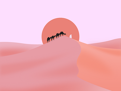 Pink Desert camel desert dunes hot illustration sand sun