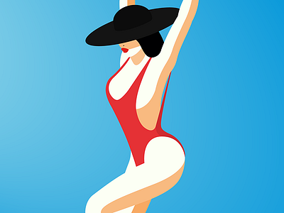 Lady In Red bikini girl hat hot illustration lady sexy summer swimsuit woman