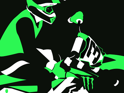 Eli Tomac black green helmet illustration kawasaki minimal motocross motorcycle racing supercross vecgtor white