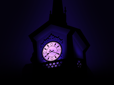 Clock Tower at Night big ben clock dark disney face hands illustration night peter pan purple time tower