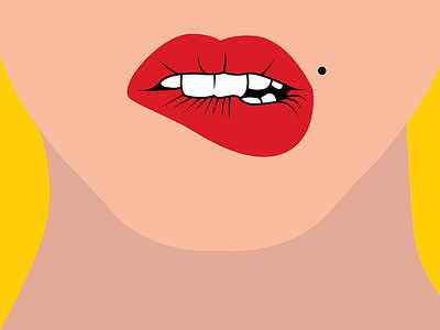 👄 bite color drawing illustration lips lipstick love mole red sketch teeth woman