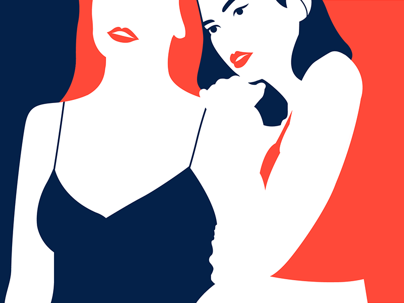 2 Tone Women 2 color blue draw illustration illustrator lips orange sexy style vector women young