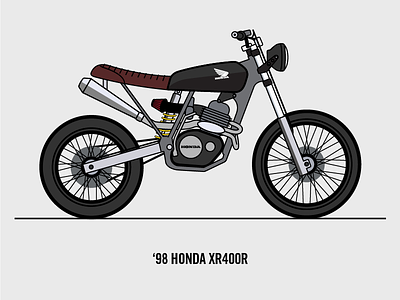 98 Honda XR400R bike dirtbike drawing honda illustration machine motorcycle scrambler vector xr
