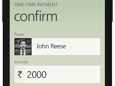 Rupay - Confirmation Screen money transfer windows phone