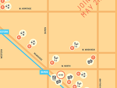 Orange Dot Map chicago first friday gallery map orange dot wicker park