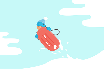 Sledder shredder illustration kid shredding sled sledding snow