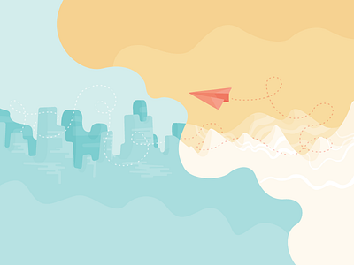 Saying Hi airplane city contact illustration mountain paper