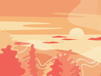 Skippin' Left fall flat illustration mountains orange red sunset