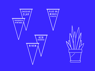 Assembly Pop Up: Roster #1 blue flag flat illustration line pennant plants yucca