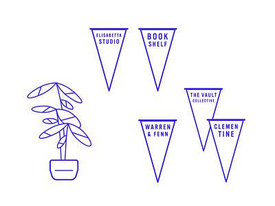 Roster #2 blue flag flat illustration line pennant plants yucca