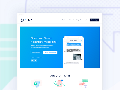 OhMD Marketing Site chat healthcare illustrations ios landing page marketing site messaging mockups web website xray