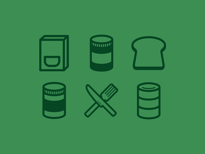 Food Drive Icons bread can drive food fork green icon knife