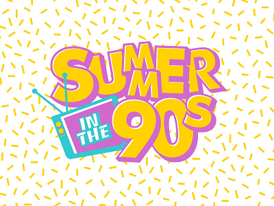 Summer In The 90s Update 90s pink retro shapes teal television tv yellow