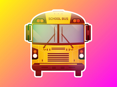 Final School Bus bus gradient lights school shine yellow