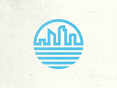 Update v2 blue circle city lines logo retro texture thick vintage white